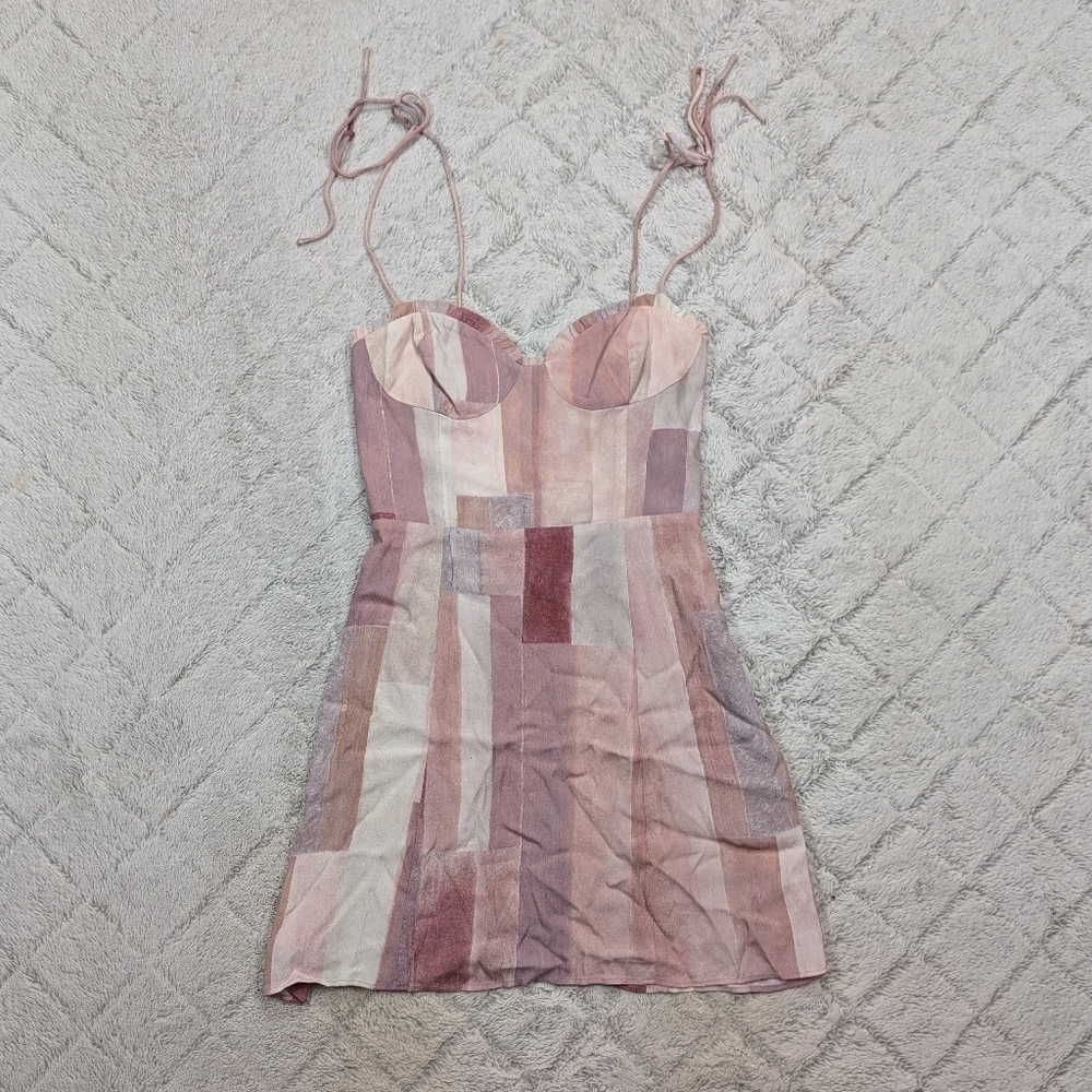 Wilfred Dress Womens 0 Purple Fable Patchwork Mini Sleeveless Sweetheart